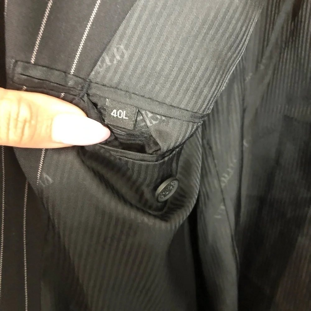 Vittoria St. Angelo Black Pinstripe Men Suit Jacket